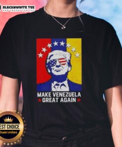 Original Donald Trump Make Venezuela Great Again flag on a stylish ladies tee, perfect for supporters and patriots.