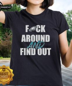 Original Fck Around and Find Out Philadelphia Eagles Ladies Tee in vibrant green, perfect for game day and casual wear.