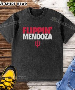 Original Fernando Flippin Mendoza Indiana Hoosiers football washed t-shirt featuring team colors and logo design.