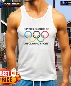 Original Gay Sex Should Be A Sport Tank Top featuring bold text and vibrant colors, perfect for pride events and casual wear.