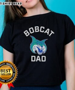 Original Georgia College GCSU Bobcats arched Dad logo on a stylish ladies tee, perfect for school spirit and gifts.