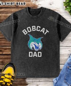 Alt Text: Original Georgia College GCSU Bobcats arched dad logo on a washed t-shirt, perfect for fans and casual wear.