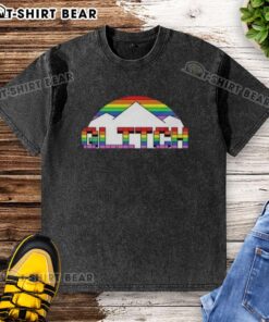 Denver Nuggets basketball pride mountain washed t-shirt featuring a unique glitch design for fans and collectors.