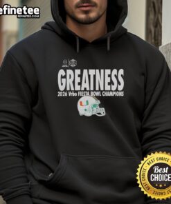 Alt Text: Miami Hurricanes College Football Playoff 2026 Fiesta Bowl Champions hoodie for fans celebrating original greatness.