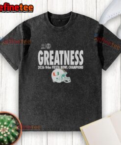 Original Greatness Miami Hurricanes College Football Playoff 2026 Fiesta Bowl Champions Clock Manager Washed T-Shirt