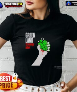 Original Greenland Green Day parody tee featuring Trump as an idiot, perfect for fans of humorous political apparel.