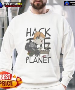 Alt Text: Original Hack The Peanuts Planet Sweatshirt featuring colorful graphics and a comfortable fit for casual wear.