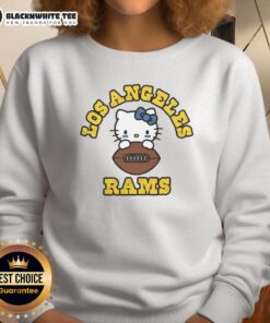 Alt Text: Original Hello Kitty x Los Angeles Rams NFL logo sweatshirt featuring a playful design for fans and collectors.