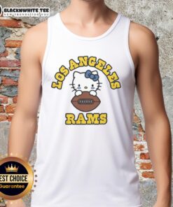 Original Hello Kitty X Los Angeles Rams NFL logo tank top featuring a cute design perfect for fans and collectors.