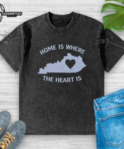 Original Home Is Where The Heart Is Kentucky Heart Washed T-Shirt, featuring a stylish heart design ideal for Kentucky pride.