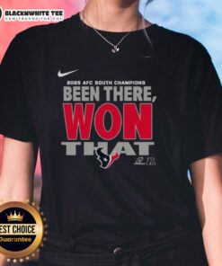 Original Houston Texans 2025 AFC South Champions ladies' tee featuring team colors and logo for fan apparel.