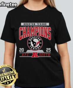 Original Houston Texans Football 2025 AFC South Champions Logo on a ladies tee, perfect for fans and collectors.