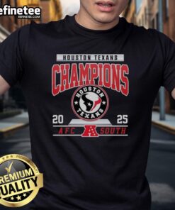 Original Houston Texans Football 2025 AFC South Champions Logo T-Shirt, featuring team colors and championship logo design.