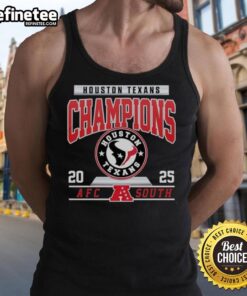 Alt Text: Original Houston Texans Football 2025 AFC South Champions logo on a stylish tank top for fans.