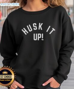 Original Husk It Up Nebraska State Sweatshirt in navy blue, featuring a bold Nebraska logo and cozy design for fans.