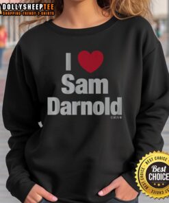 Alt Text: Cozy original I Heart Sam Darnold sweatshirt in vibrant colors, perfect for fans of the NFL quarterback.