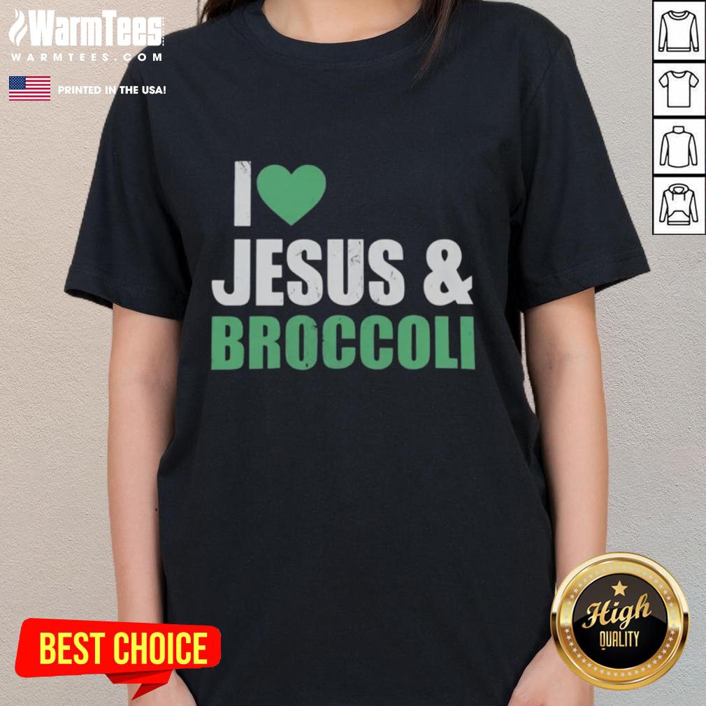 original-i-love-jesus-and-broccoli-ladies-tee Original I Love Jesus and Broccoli ladies tee featuring a fun graphic design, perfect for casual wear and faith lovers.