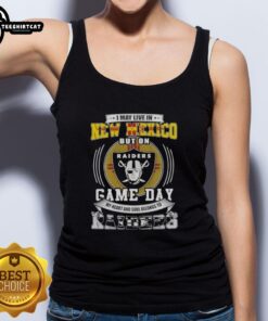 Stylish tank top featuring 'I May Live In New Mexico But On Game Day My Heart Belongs To Las Vegas Raiders' design.