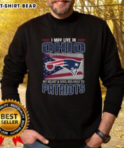 Ohio sweatshirt featuring New England Patriots flag, perfect for game day pride and fan support.