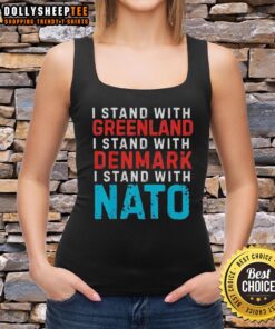 Alt Text: Original I Stand With Greenland Denmark NATO tank top featuring bold graphic design, perfect for supporters of Greenland.