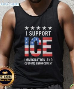 Patriotic tank top featuring 'I Support Ice' with the American flag design, perfect for showing your support for ICE.