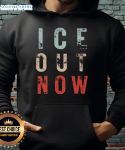 Original Ice Out Now Minneapolis rally hoodie promoting Abolish ICE movement, featuring bold graphics and vibrant colors.