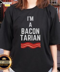 Original I'm A Bacon-Tarian Ladies Tee featuring a fun bacon graphic, perfect for bacon lovers and casual wear.