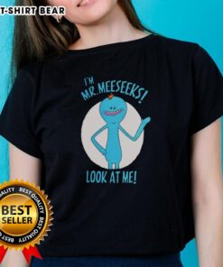 Original Mr. Meeseeks Look At Me ladies tee featuring vibrant graphics and comfortable fit for fans of Rick and Morty.