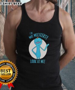 Original Mr. Meeseeks 'Look At Me' tank top featuring vibrant colors and a playful design for fans of Rick and Morty.