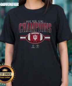 Original Indiana Football CFP Rose Bowl Champions Ladies Tee featuring team colors and logo for passionate fans.