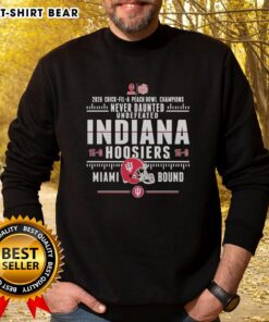 Original Indiana Hoosiers 2026 Chick-fil-A Peach Bowl Champions sweatshirt, celebrating an undefeated 15-0 season.