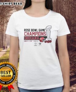 Alt Text: Original Indiana Hoosiers Football 2026 CFP Rose Bowl Champions Ladies Tee featuring vibrant team colors and logo.