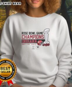 Original Indiana Hoosiers Football 2026 CFP Rose Bowl Champions Sweatshirt in red with logo front design.