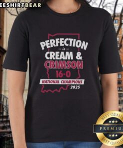 Alt Text: Original Indiana Hoosiers National Champions 2025 tee shirt celebrating perfection in cream and crimson colors.