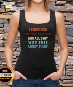 Original tank top design featuring 'I Survived The Endless Eight' slogan, perfect for anime fans and collectors.