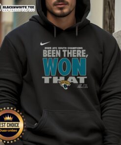 Original Jacksonville Jaguars 2025 AFC South Champions Hoodie featuring team logo and vibrant colors.