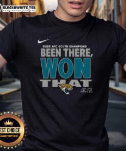 Original Jacksonville Jaguars 2025 AFC South Champions T-Shirt featuring team logo and vibrant colors, perfect for fans.