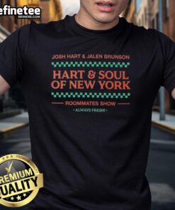 Alt Text: Original Josh Hart and Jalen Brunson Hart and Soul of New York roommates show T-shirt design featuring vibrant graphics.