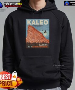 Original Kaleo Red Rocks 7.14.2026 concert poster hoodie featuring vibrant design and band logo.