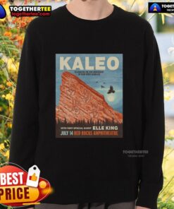 Alt Text: Original Kaleo Red Rocks 2026 sweatshirt featuring vibrant concert poster design for fans and music lovers.