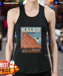Alt Text: Original Kaleo Red Rocks 2026 poster tank top featuring vibrant design and concert details for music lovers.