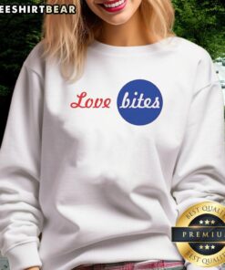 Original Love Bites Logo Sweatshirt featuring a stylish design and vibrant colors for casual wear enthusiasts.