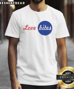 Alt Text: Original Love Bites Logo T-Shirt featuring a stylish design with vibrant colors, perfect for fans of the brand.