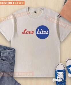 Original Love Bites logo on a washed t-shirt, featuring a vintage design perfect for casual wear.