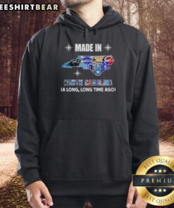 Original Made in North Carolina hoodie featuring a vintage mashup logo of state teams, perfect for sports fans.