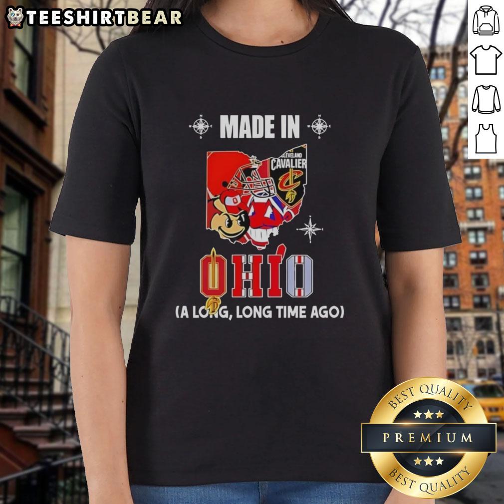 original-made-in-ohio-state-buckeyes-and-cleveland-cavaliers-a-long-long-time-ago-state-mashup-logo-ladies-tee Alt Text: Ladies tee featuring Original Made in Ohio State Buckeyes and Cleveland Cavaliers mashup logo design.