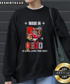 Original Made In Ohio State Buckeyes and Cleveland Cavaliers mashup logo sweatshirt in vibrant colors.