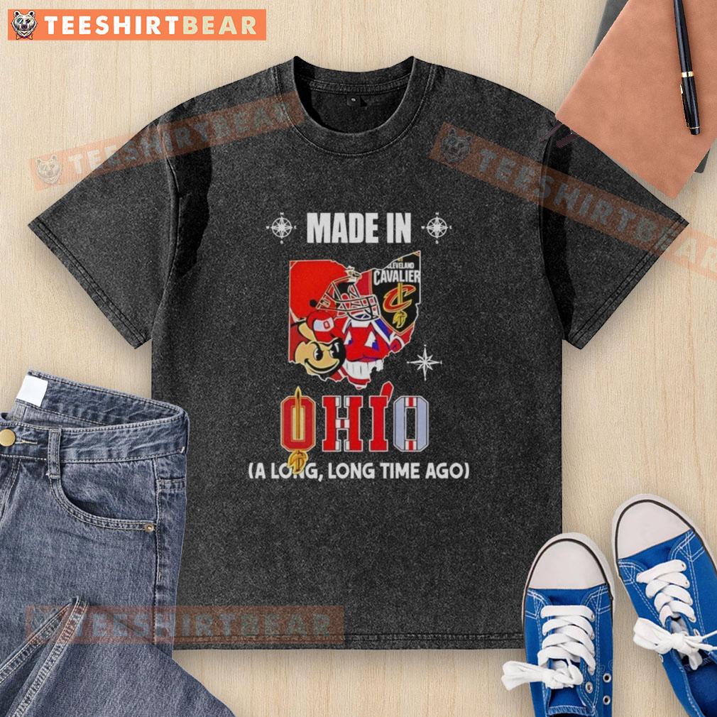 original-made-in-ohio-state-buckeyes-and-cleveland-cavaliers-a-long-long-time-ago-state-mashup-logo-washed-t-shirt Alt Text: Original Made in Ohio State Buckeyes and Cleveland Cavaliers mashup logo on a washed t-shirt, perfect for fans.
