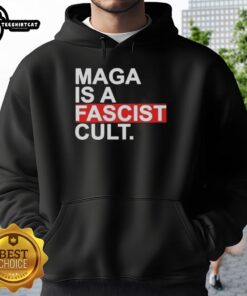 Alt Text: Original Maga Is A Fascist Cult Ice Hoodie featuring bold graphics and a stylish design for political statement wear.