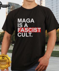 Original Maga Is A Fascist Cult Ice T-Shirt featuring bold graphics and provocative text on a stylish black tee.